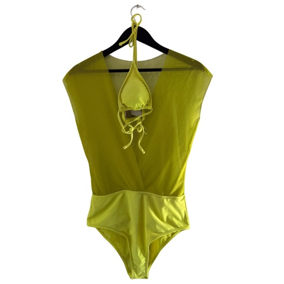Neon Green One Piece Bathing Suit - Picture 1 of 4